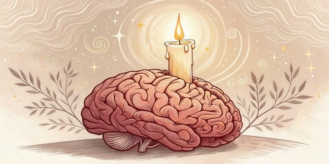 Human brain illuminated by candle symbolizes enlightenment and ethical thinking for World Humanist Day celebration