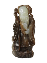 19th Century Chinese Jade Shoulao - God of Longevity Sculpture