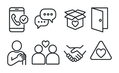 Communication and connection icons for messaging and delivery concepts