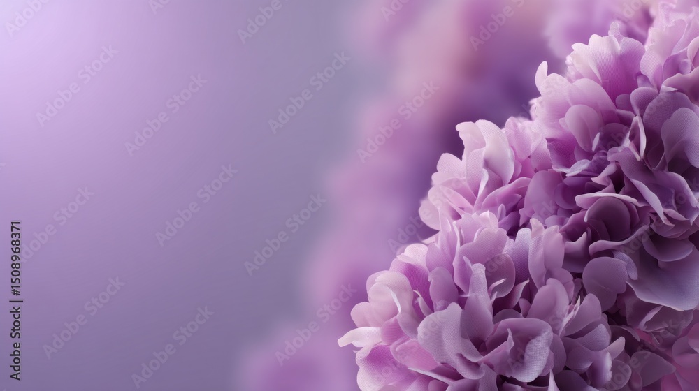 Poster delicate lilac flowers blend seamlessly into a soft background, featuring a gentle vignette effect. 