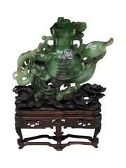 Antique Chinese Jade Heavenly Rooster Vase - 18-19th Century Art