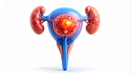 "Bladder Cancer and Urinary System Inflammation Illustration – Medical Concept of Urology Disease Diagnosis"