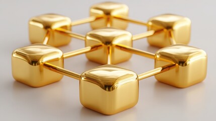 A collection of gold cubes representing visual wealth and success in a modern concept of finance and investment strategy