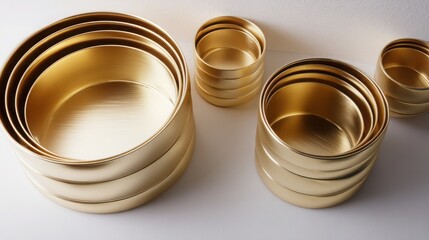 Decorative set of gold colored cups showcasing luxury and elegance perfect for table settings and special occasions