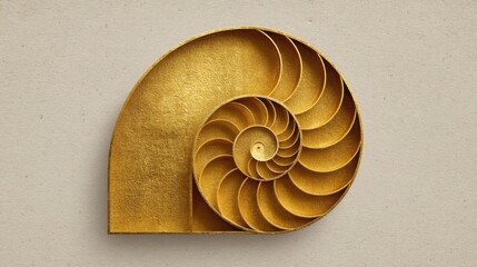Obraz premium Abstract gold spiral shaped object representing dynamic movement and flow in the golden ratio concept