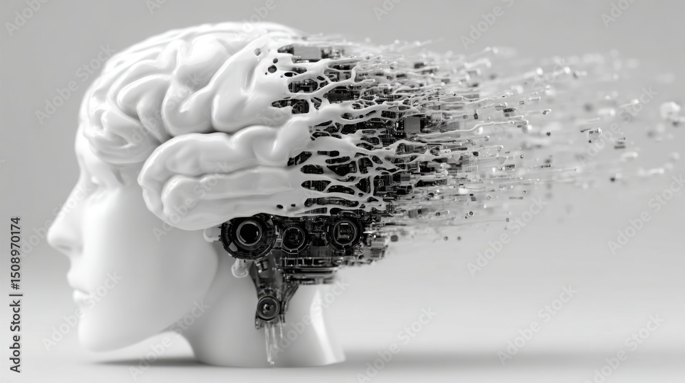 Poster complex brain visualization with multiple segments depicting neural recession predictor and early-wa