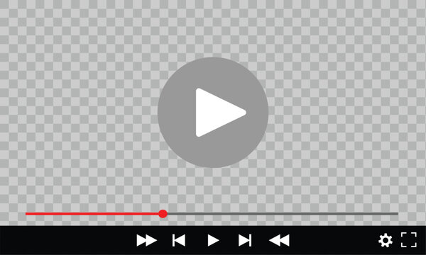 Multimedia video player with play button, play video window with navigation icons, video streaming frame on internet, modern social media video player interface template live digital stream