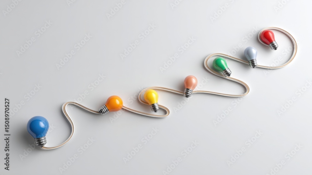 Poster light bulb wrapped with string illustrating the organizational development path icon concept in a cr