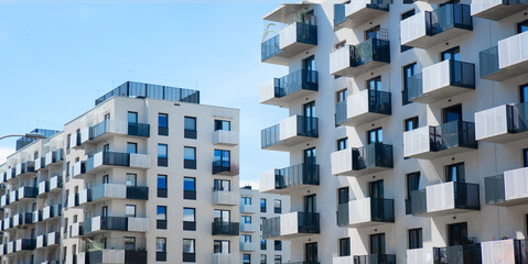 Modern apartment buildings in residential area