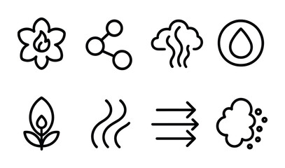 Modern line icons for nature, technology, and sustainability design projects
