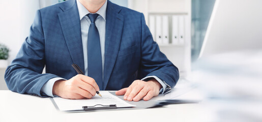 Businessman at work, bookkeeping
