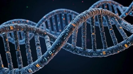 DNA strand with orange and blue markers

 - Powered by Adobe