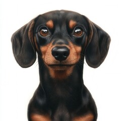 Adorable black and tan puppy portrait with expressive eyes and joyful expression