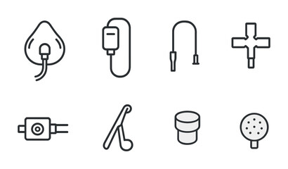 Medical equipment icons set for healthcare designs and applications