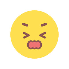 Fototapeta premium 大声で叫んでいる顔の絵文字 - 怒っている人やクレーマーやケンカ、痛い･つらい気持ちのイメージ素材