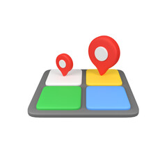 Pin location icon on map isolated 3d render icon illustration