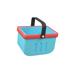 Shopping basket isolated 3d render icon illustration