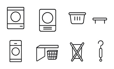 Laundry icons set for cleaning and organization design