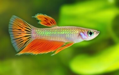 Colorful Freshwater Fish with Vibrant Fins Swimming in Aquatic Habitat