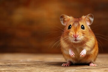 Cute and Curious Hamster Sitting and Looking at the Camera in a Natural Setting
