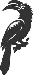 Forest bird vector drawing of a hornbill silhouette © MostAklima