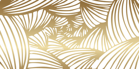 abstract golden tropical leaves pattern