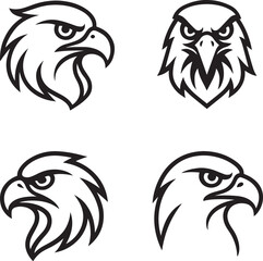 Obraz premium Bold Eagle Head Logo Designs set– Tribal Style Mascot Icons for Sports and Branding