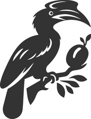 Obraz premium Forest bird vector drawing of a hornbill silhouette