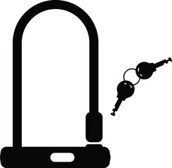Bike lock icon. U lock bike sign. Bicycle security lock symbol. flat style.