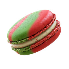 Festive green and red macaron christmas treat food photography transparent background seasonal delight