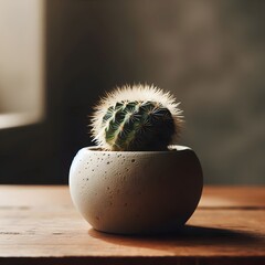 Small Cactus in a Modern Concrete Pot A Minimalist Plant Arrangement