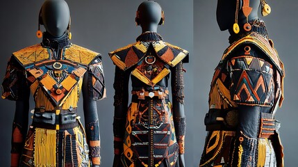 African tribal clothing beaded costume fashion design traditional attire cultural dress ethnic garment art
