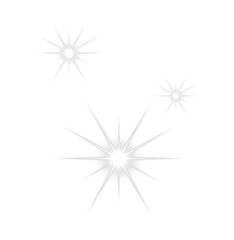 Fototapeta premium White sparkle light effect on transparent background. Glowing silver white light with shining star, light sparks, and rays. Sparkling bling effect. Flare light, lens flare, PNG