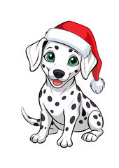dog wearing santa hat