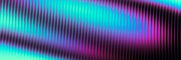 Futuristic neon texture with vibrant shades of blue green gradients and bright smooth fluted vertical lines. Bold dynamic design blending smooth tones and radiant colors for modern visual art project