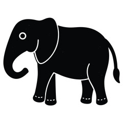 Simple Black Silhouette of an African Elephant Illustration
