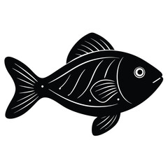 Stylized Black and White Fish Illustration Vector Graphic Design