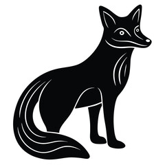 Elegant Black and White Fox Illustration A Stylish Wildlife Design