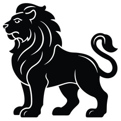 Majestic Lion Silhouette A Powerful Black and White Illustration