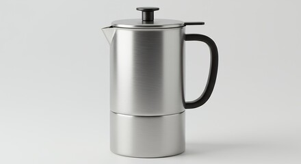 Stainless steel coffee maker on white background