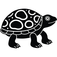 Stylized Black and White Turtle Illustration  A Simple Vector Graphic