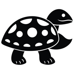 Adorable Cartoon Turtle Illustration Black and White Design