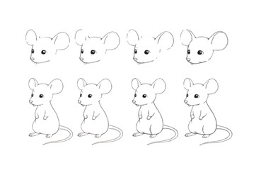 Fototapeta premium Step-by-Step Mouse Drawing Tutorial Easy Guide for Beginners to Mastering Mouse Illustrations