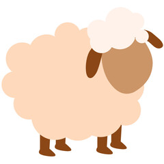 Faceless Cartoon sheep illustration with thick cream wool, brown face, and red legs. Suitable for children's illustrations, decorations, or learning materials.