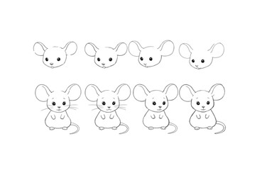 Obraz premium Step-by-Step Cute Mouse Drawing Tutorial Easy Guide for Beginners and Kids