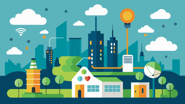 A forwardthinking city adapts its air quality monitoring system to also track greenhouse gas emissions providing valuable data for environmental initiatives and policies.. Vector illustration