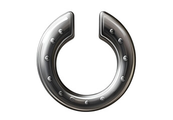 Horseshoe icon, silver-colored, isolated on a transparent background