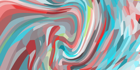 Abstract composition of flowing swirls in cool tones forming a dynamic visual texture with red and turquoise elements for graphic design