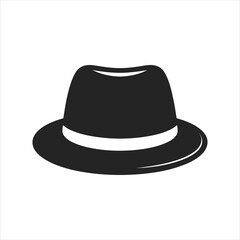 Fototapeta premium Simple black fedora hat icon illustration