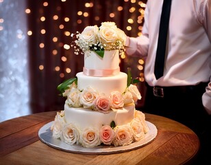 wedding cake with roses